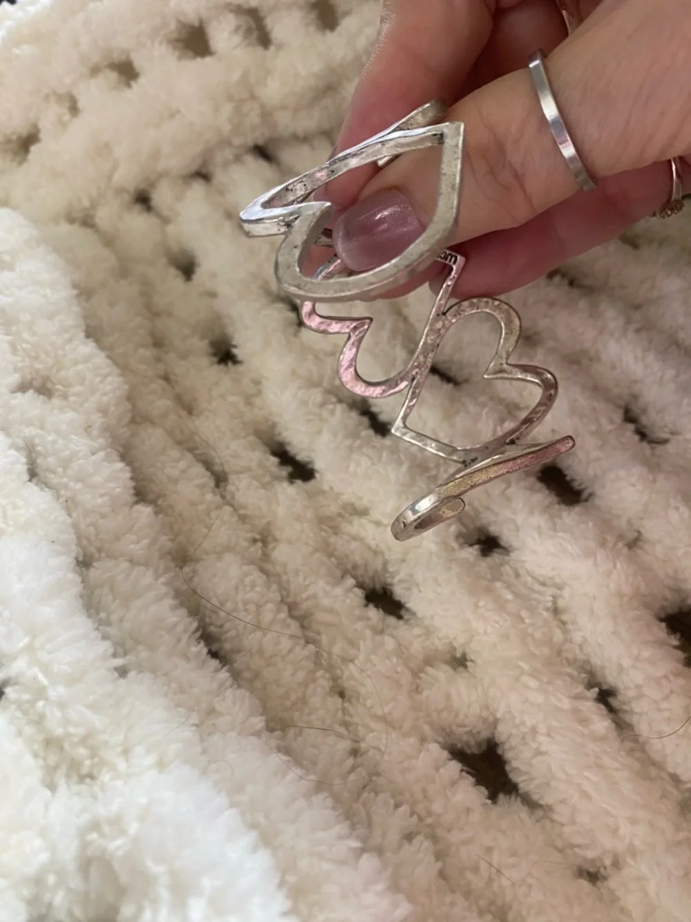 Lucky Brand Silver Heart Openwork Cuff Bracelet - Silver